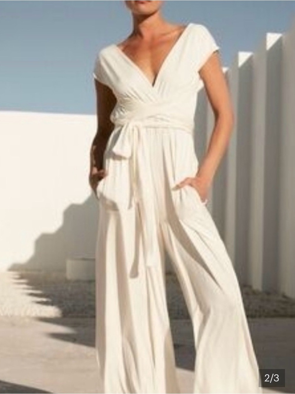 Free People Beach Dani Convertible Wide Leg Jumpsuit Ivory